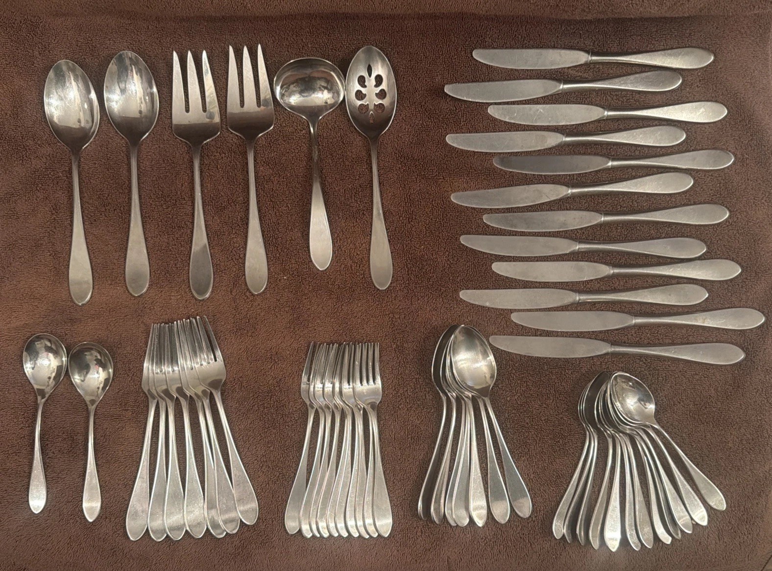 Vtg GORHAM GEORGETOWN OLD 56 Pc. Service For 7+ Stainless Steel Flatware READ gallery