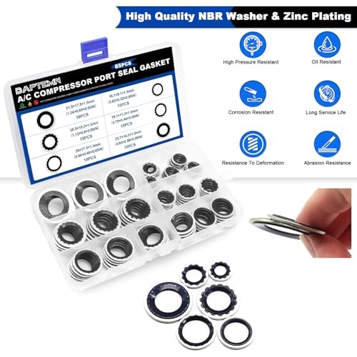 85PCS A/C Compressor Seal Washers Kit, 6 Sizes Air 85PCS A/C Seal Washer Black gallery