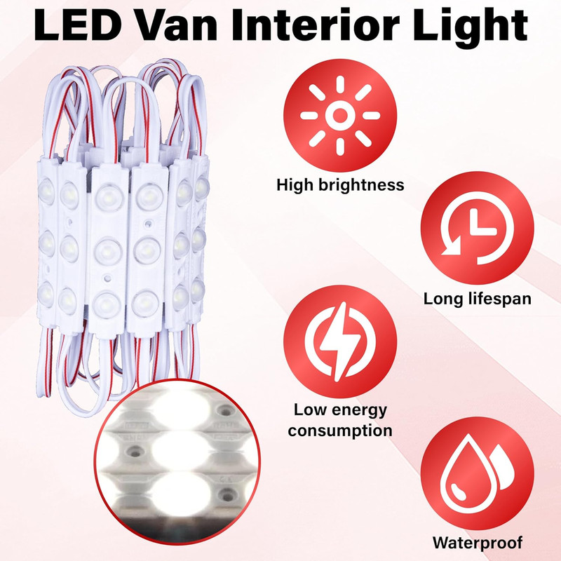 120 LED Van Interior Light Kit, 12V Cargo & Trailer Ceiling Lights, White gallery