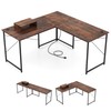 95" L-Shaped Reversible Computer Desk 2-Person Long Table Monitor Stand Rustic gallery