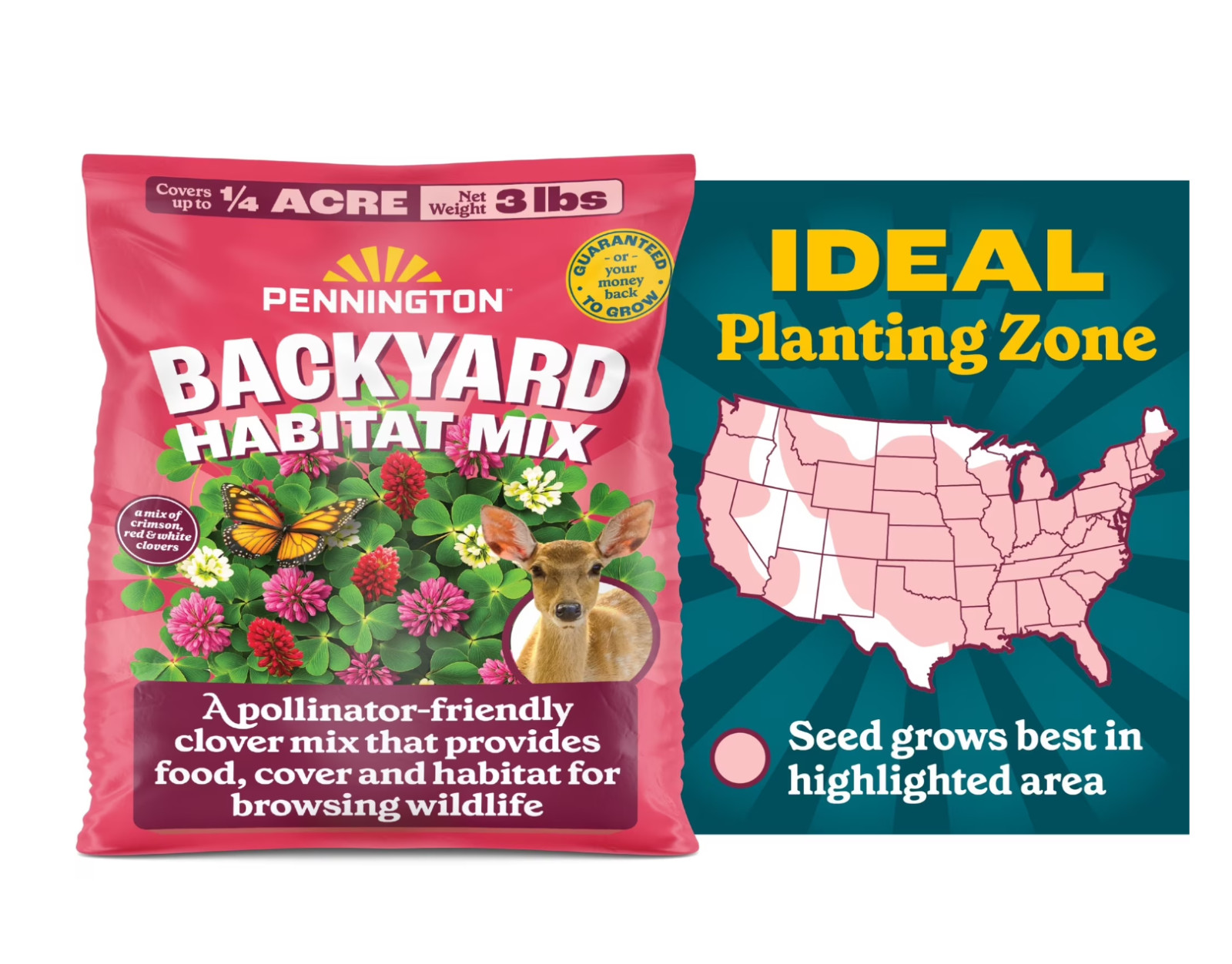 Pennington Backyard Habitat Wildlife Clover Seeds and Grass Seed Mix, 3lb gallery