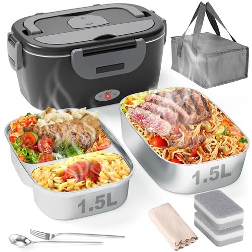 Electric Lunch Box for Men, Women & Adults - 80W Fast Heating - Heated Black gallery