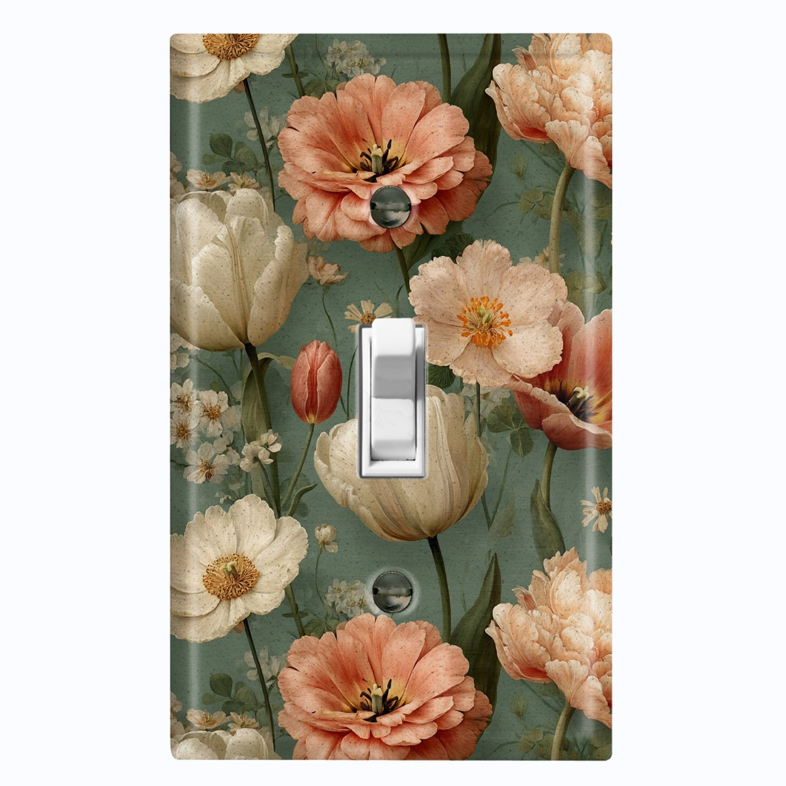 Metal Light Switch Outlet Cover Wall Plate Pink White Tulip Poppy Flowers FWR470 gallery