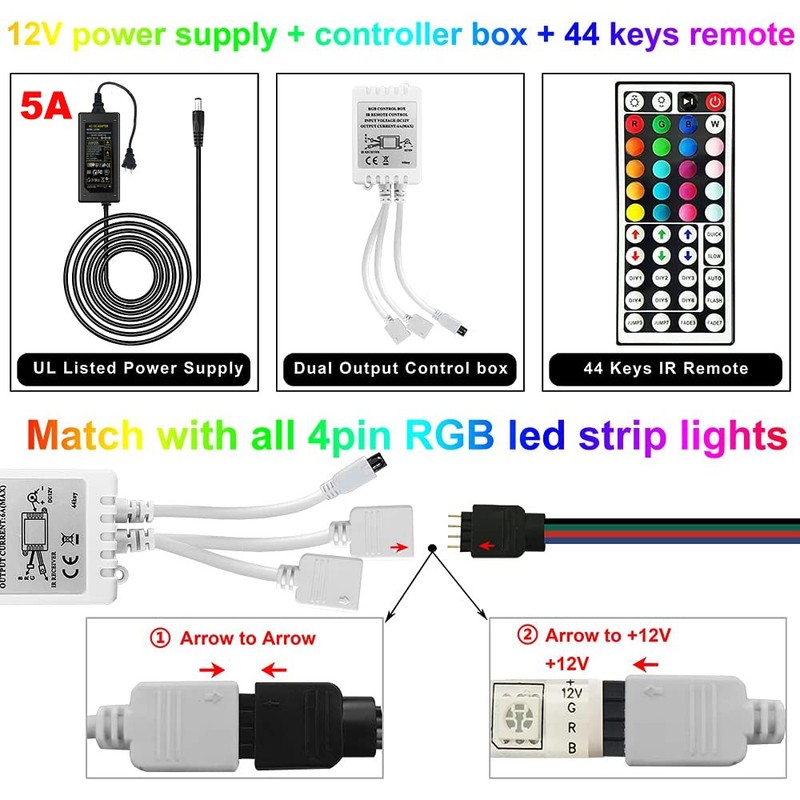 44Key IR Controller+Power Supply Adapter For 2835 3528 5050 RGB LED Strip Lights gallery