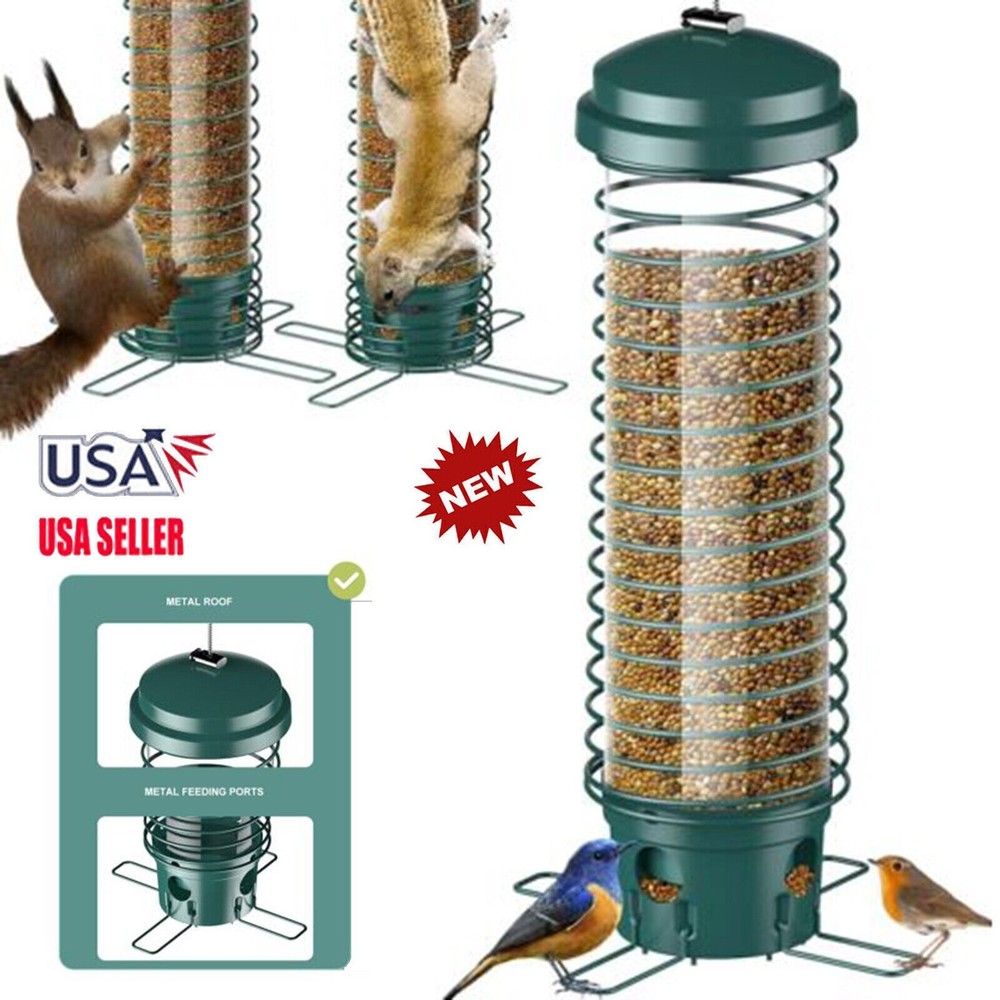 Squirrel-Proof Wild Bird Feeder - Portable Metal Bird Feeder for Garden Yard US