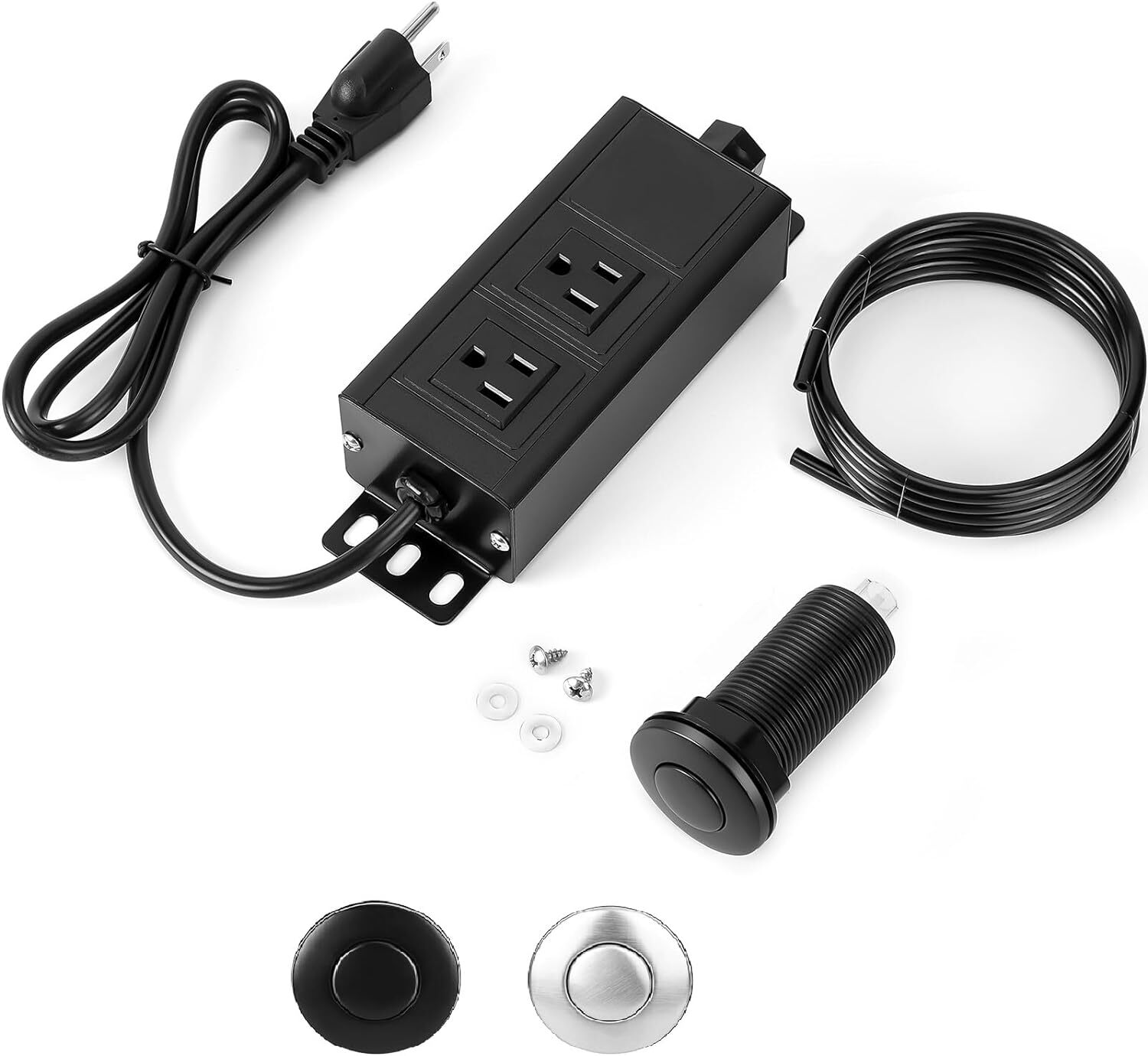 Dual Outlet Garbage Disposal Air Switch UL Listed Sink Top 3.58” Extra Black gallery