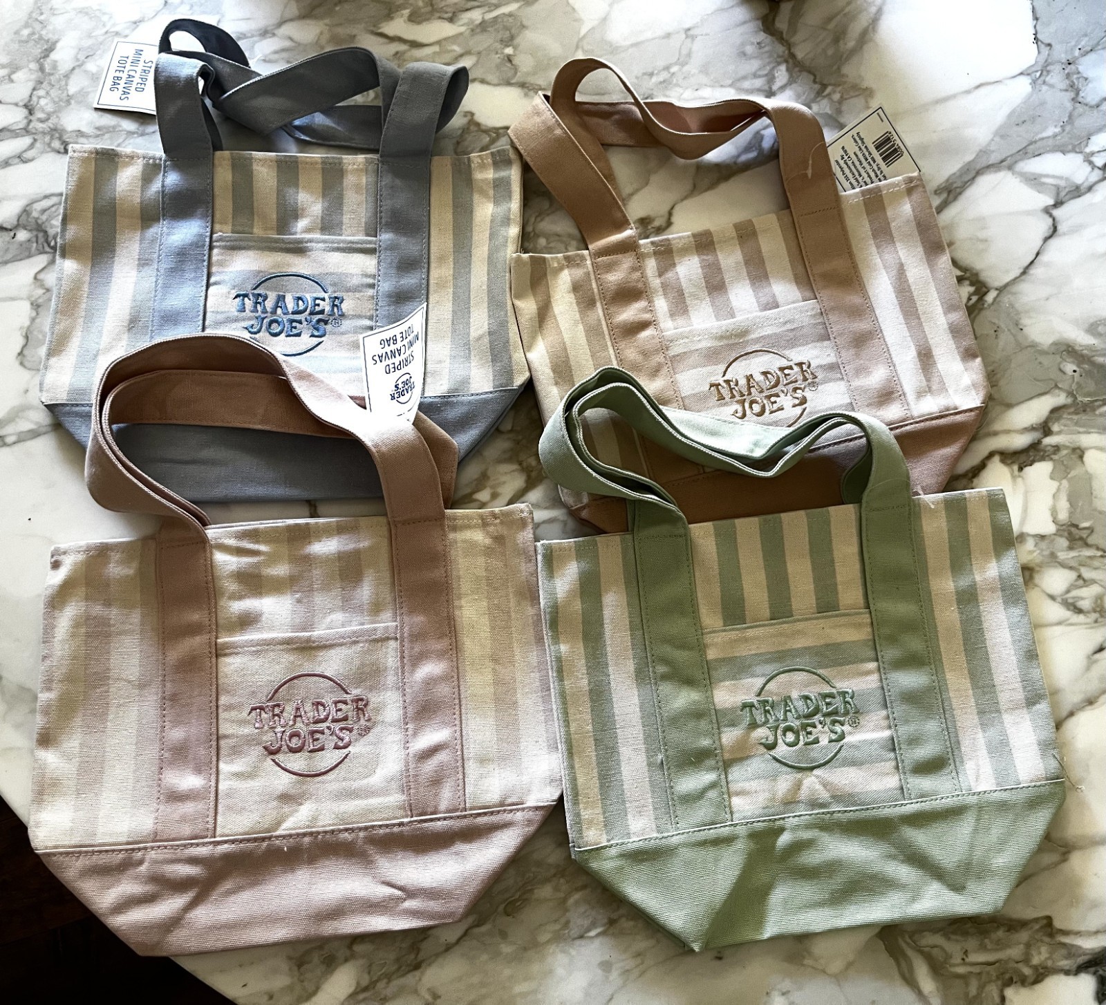 Trader Joe’s Striped Mini Canvas Totes Pastel Colors Summer 2026 - Set Of 4 NEW gallery