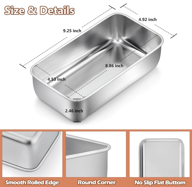 2 Pack Bread Loaf Pans for Baking Bread, 9x5Inch Stainless Steel Meatloaf Bak... gallery