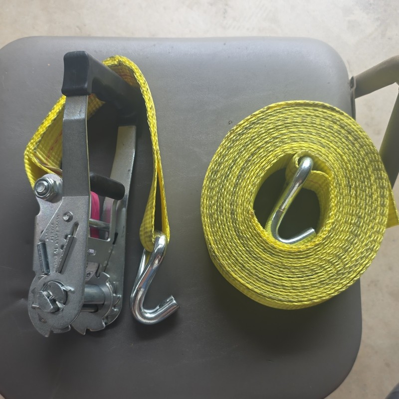 Hyper Tough 2in x 27ft Heavy-Duty Ratchet Tie-Down Strap J-Hook 3,333lb WLL gallery