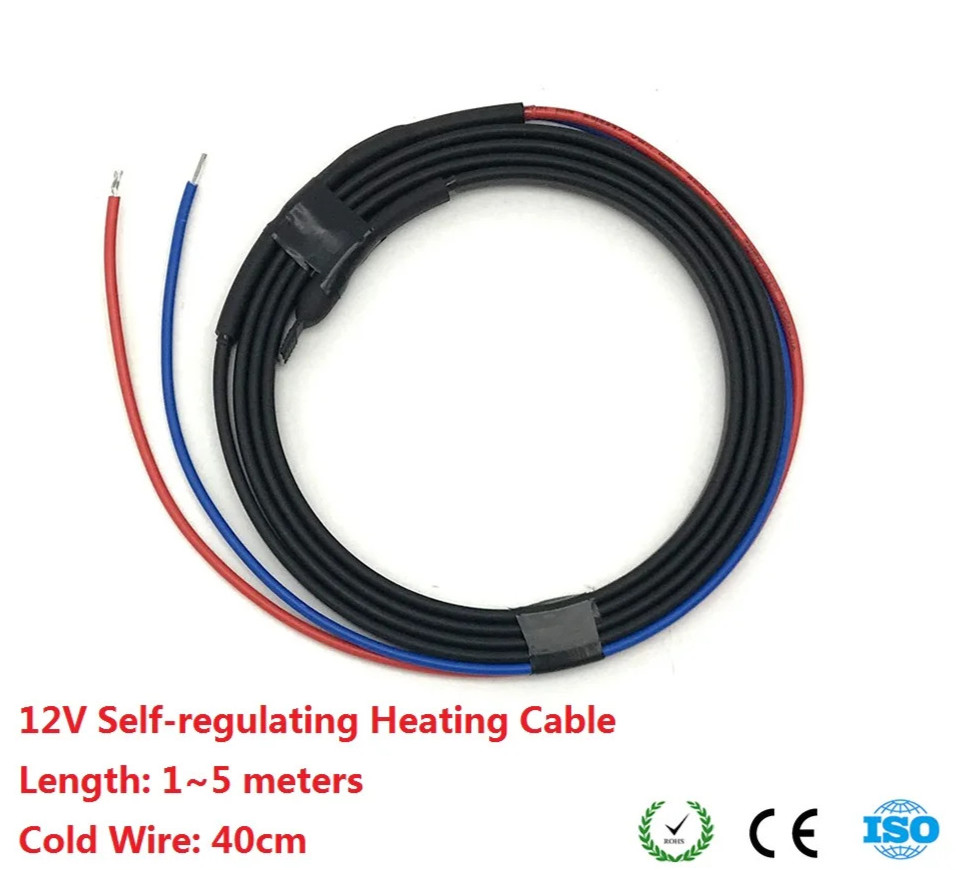 DC12V Pipe Heating Cable 1-5m Self-Regulating Anti-Freeze Low Voltage Wire 40cm gallery