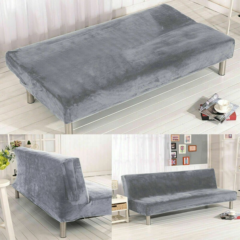 Armless Sofa Cover Stretch Velvet Sofa Bed Cover Futon Slipcover Protector gallery