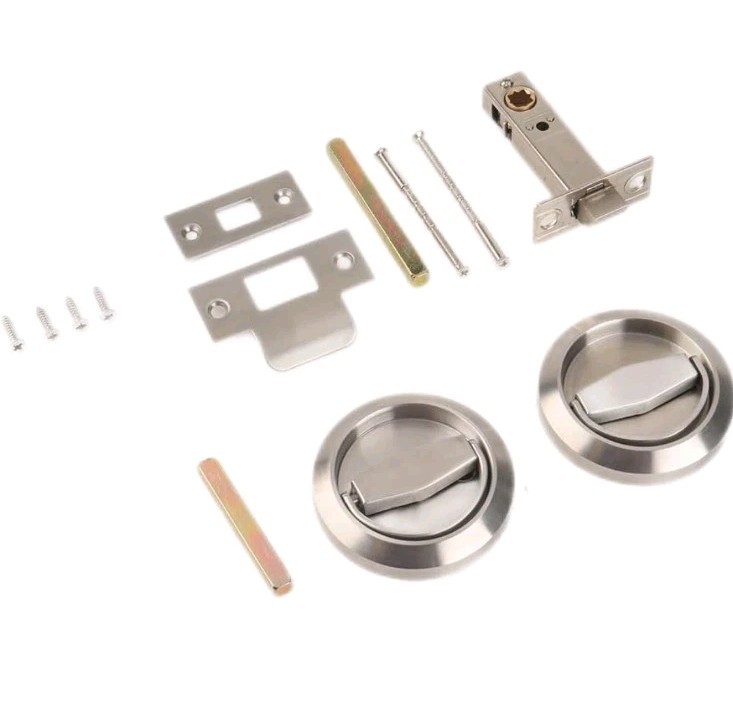 304SUS Round Recessed Door Lock Hidden Recessed Cup Door Handle Silver gallery