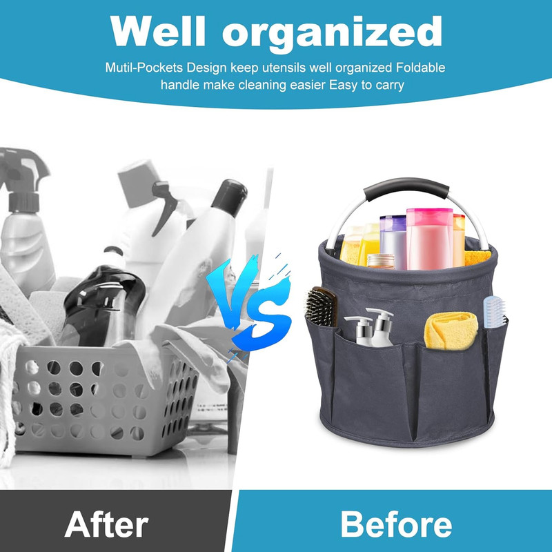 Cleaning Caddy with Handle, 17L Cleaning Supply Caddy Foldable Bucket Organizer gallery
