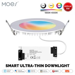 MOES ZigBee Smart LED Downlight Dimmable Ultrathin Spot Lamp Bulb 4.7″ 6W RGB CW