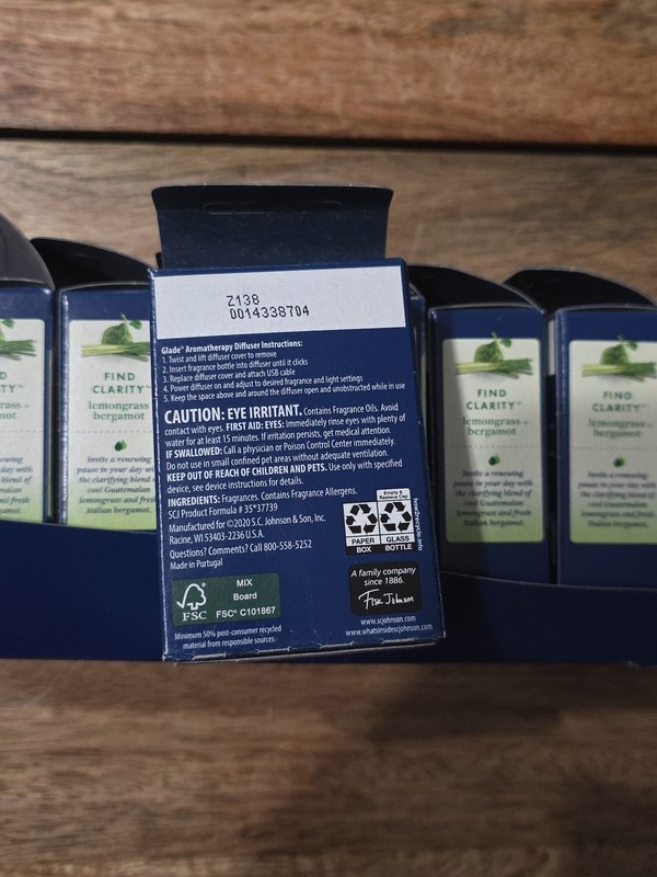 Quantity=8! Glade Aromatherapy Cool Mist Oil Diffuser Refill Lemongrass Bergamot gallery