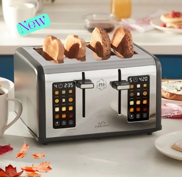 Princess House Vida Sana 4-Slice Stainless Toaster 1650W Defrost/Reheat 9-Set gallery