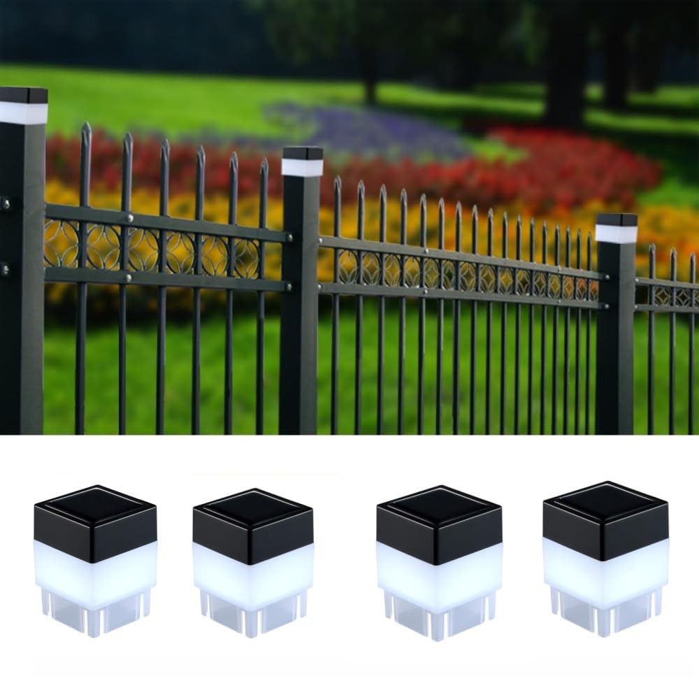 Solar LED Fence Post Cap Light 2x2 Inch (5x5cm) - for Wrought Iron, Aluminum ... gallery
