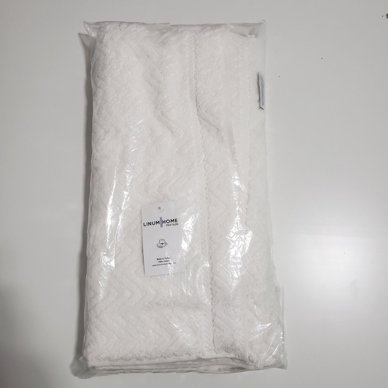 New Linum Home Textiles 100% Turkish Cotton Herringbone Hand Towels, White, 2 Pi gallery
