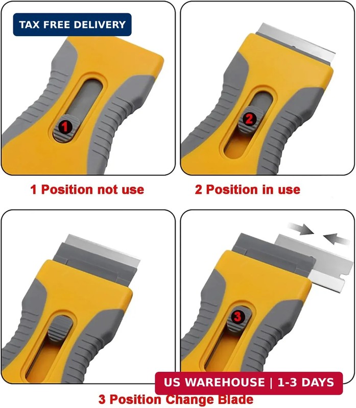 2 Razor Blade Scraper Tool w 20 Plastic Blades & 10 Metal Glass Sticker Cleaning gallery