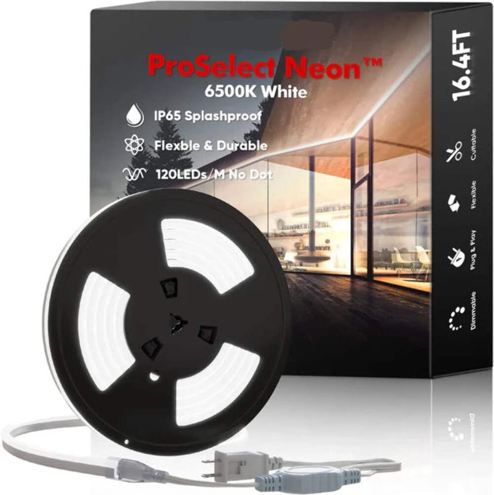 110-130V Cool White LED Neon Rope Light -6500K- 7mm x 14.5mm-7W/Meter and 220LM/ gallery