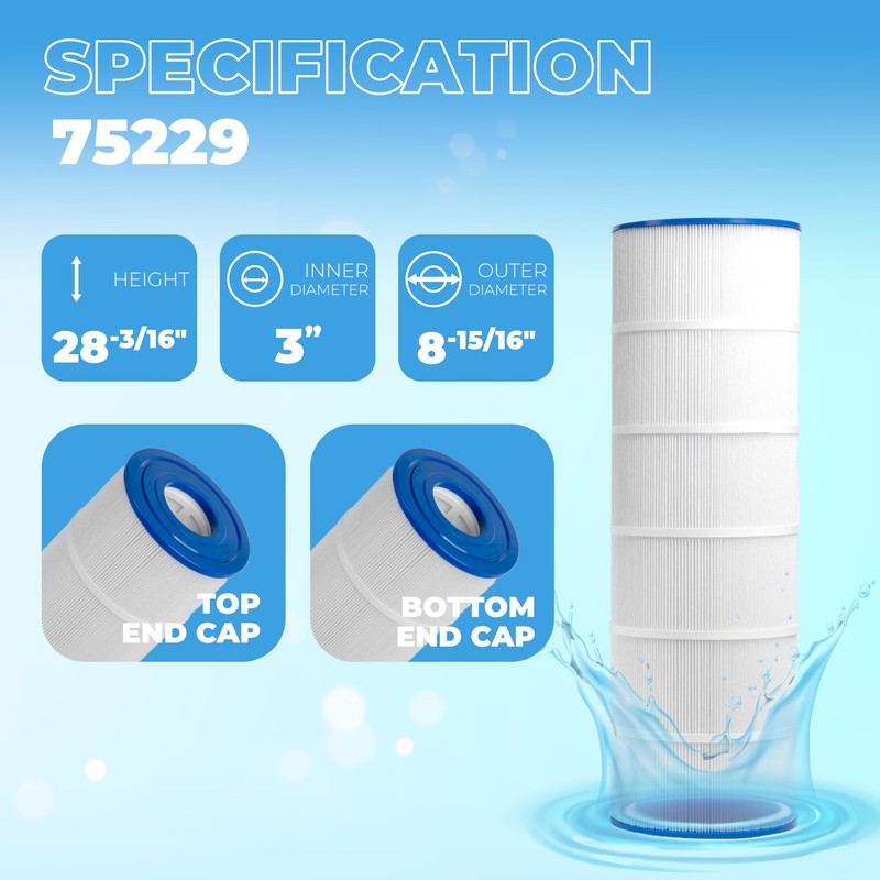 XtremepowerUS Pool Filter Replacement Cartridge 4x175 sq.ft 28-3/16" x 8-15/16" gallery