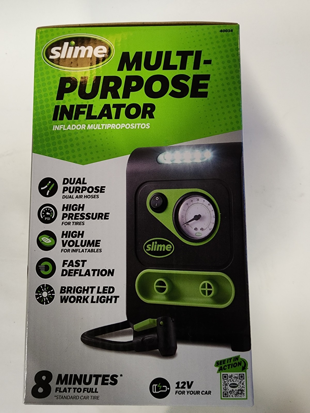 Slime 40034 12V Tire Inflator Air Compressor Pump Car SUV Bike Dual Raft gallery
