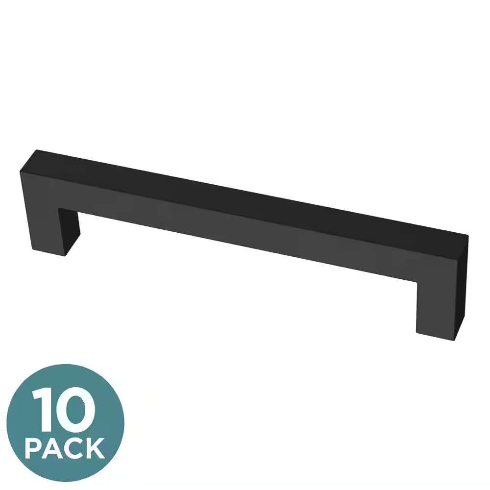 Modern Square Bar 5-1/16 In. (128 Mm) Modern Matte Black Drawer Pulls with Open gallery