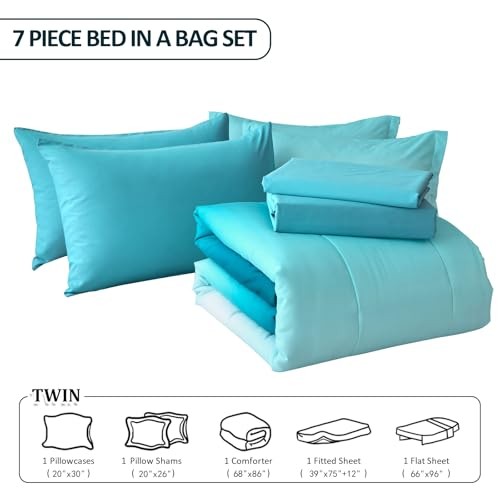 Gradient Teal Comforter Set - 5 Pieces Lightweight Teal Green Twin Light Teal gallery