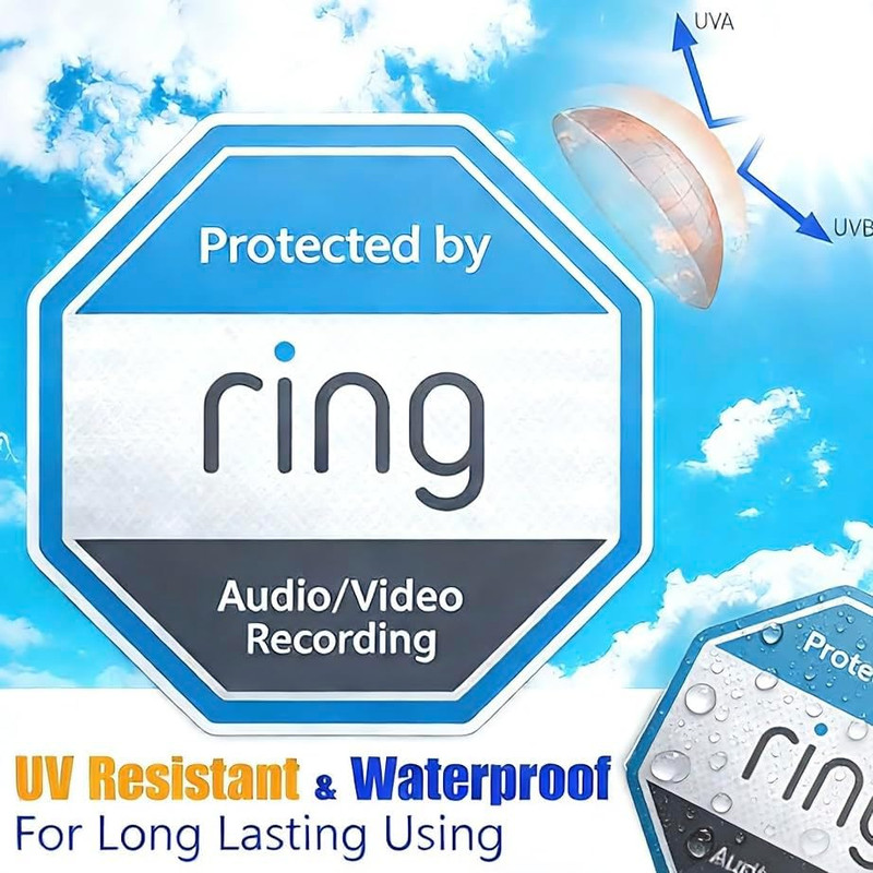 12 Pack Ring Security Stickers，Double Sided HD Printed Waterproof Security Decal gallery