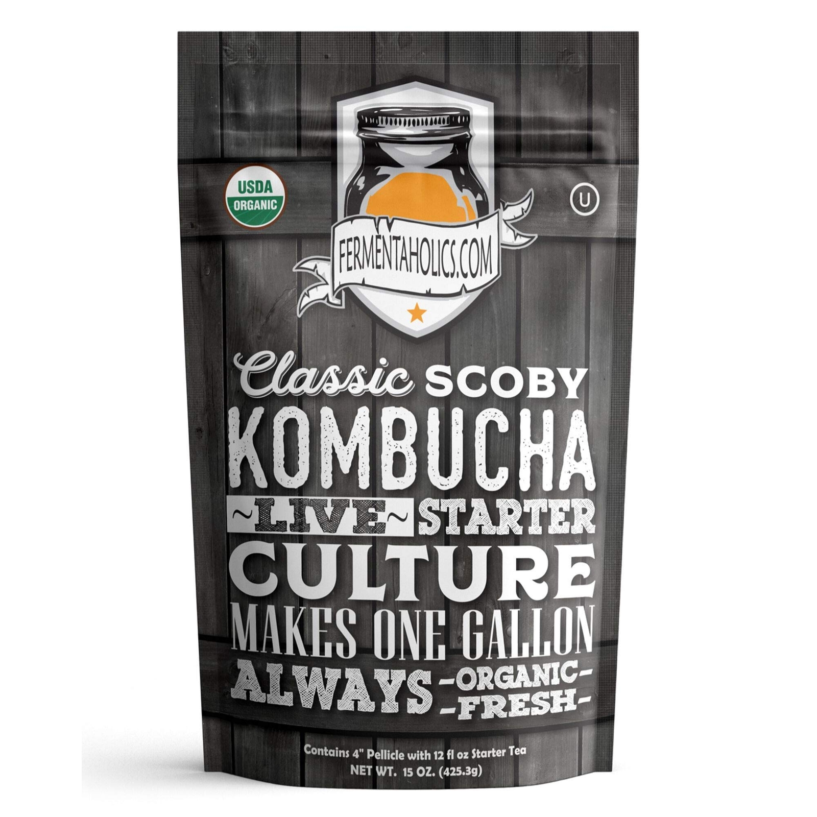 Organic Kombucha Starter Kit 15oz SCOBY Makes One Gallon Brew at Home gallery