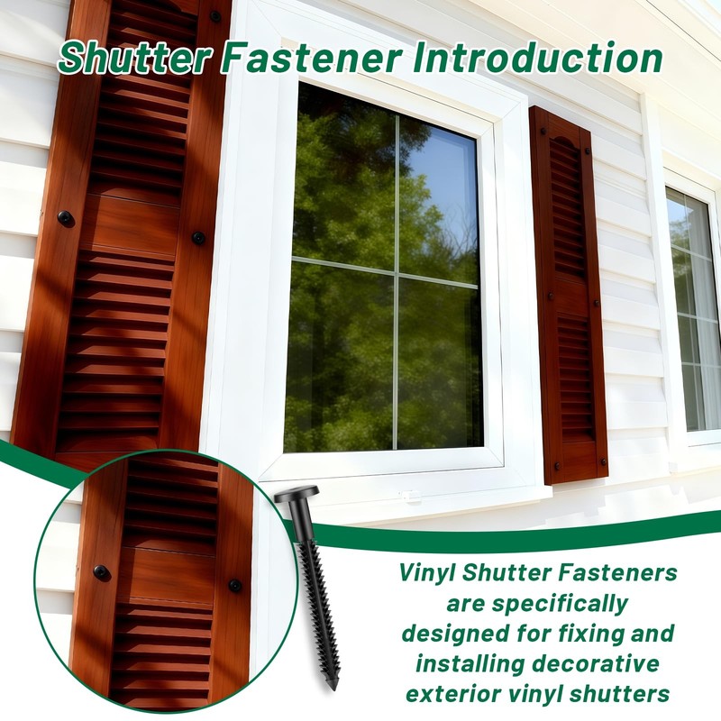 80-Pack 3 Inch Vinyl Shutter Fasteners Black Window Pegs Peg Lok Pins Screws gallery