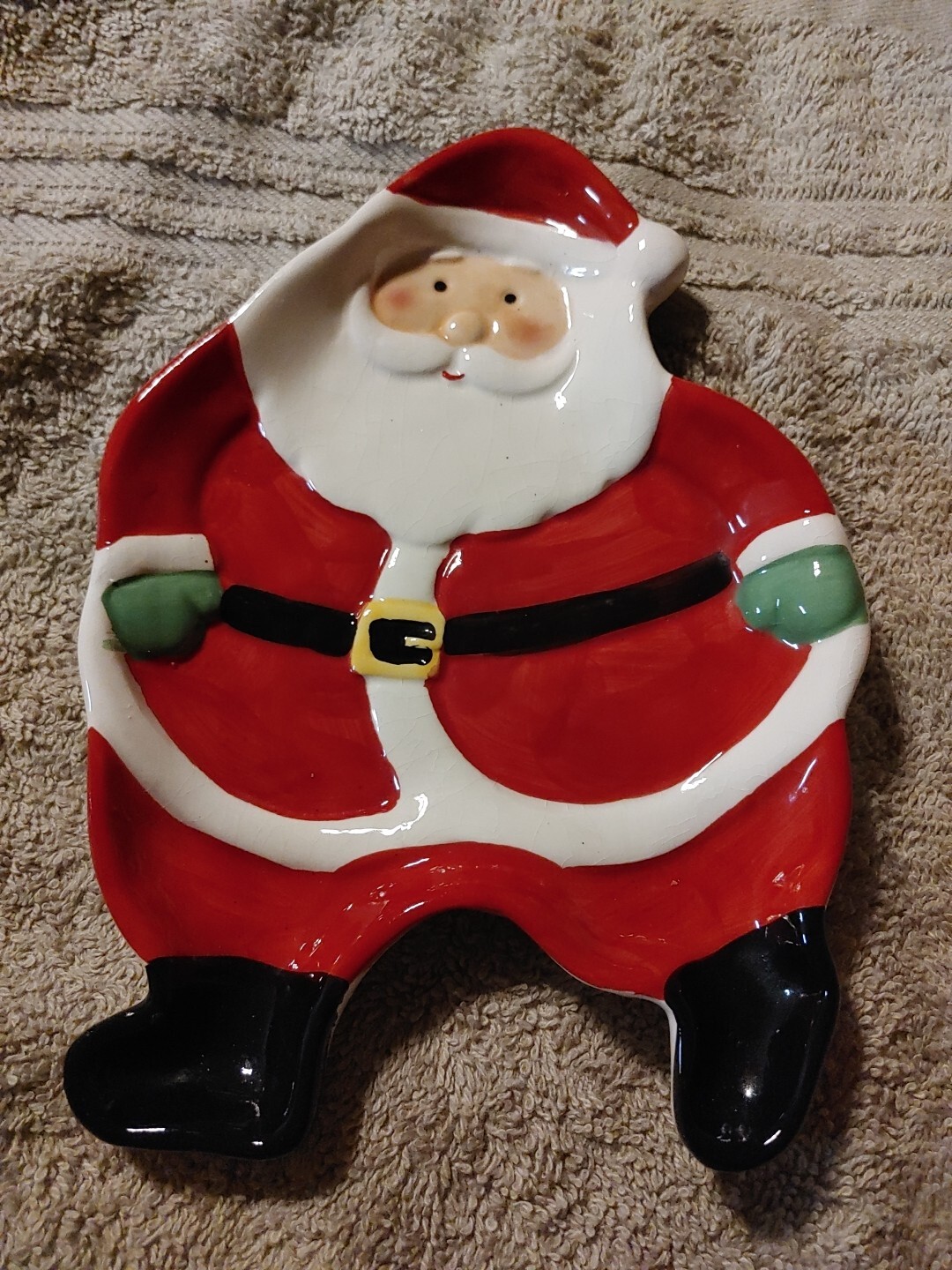 Santa Ceramic Serving Dish Candy Dish💥Chip on Back As Shown In Pic💥priced Acco gallery