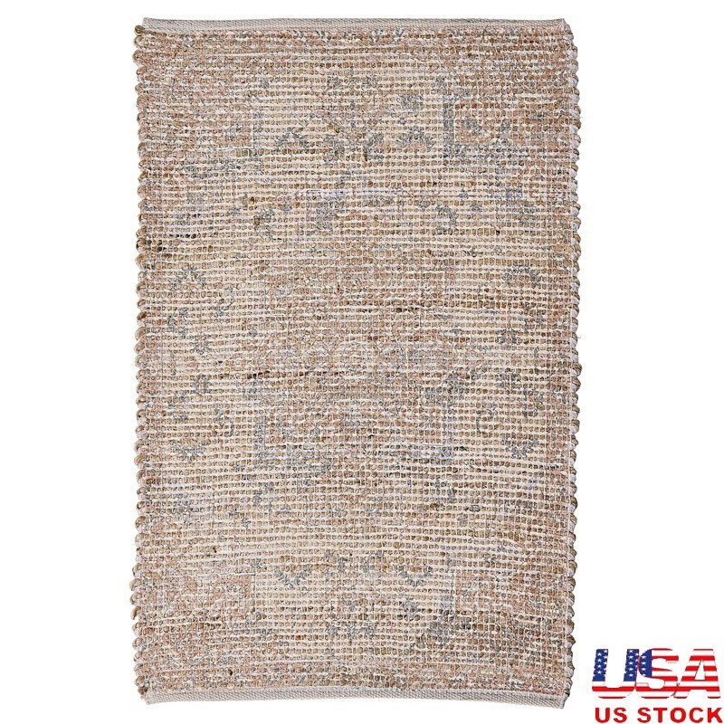Muted Medallion Area Rug 2x3 Indoor Jute Poly Cotton Blend Cozy Accent Rug New gallery