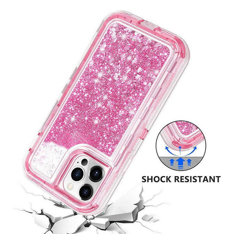 For iPhone 16 Pro Max 15 14 Shockproof Liquid Glitter Defender Case Bling Cover gallery