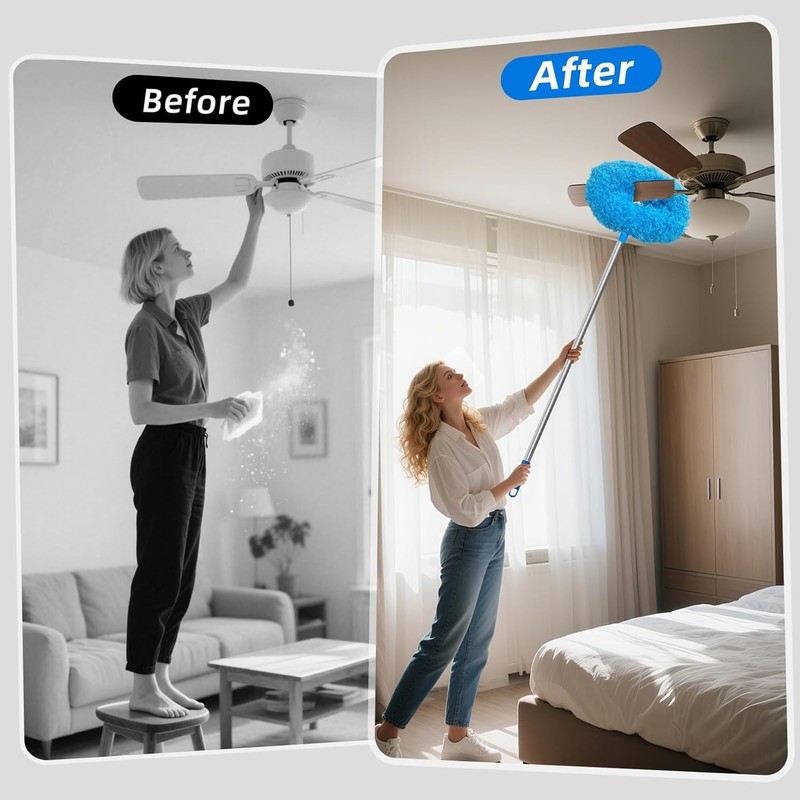 Extendable Ceiling Fan Duster Microfiber Dust Cleaner Brush Telescopic Pole gallery