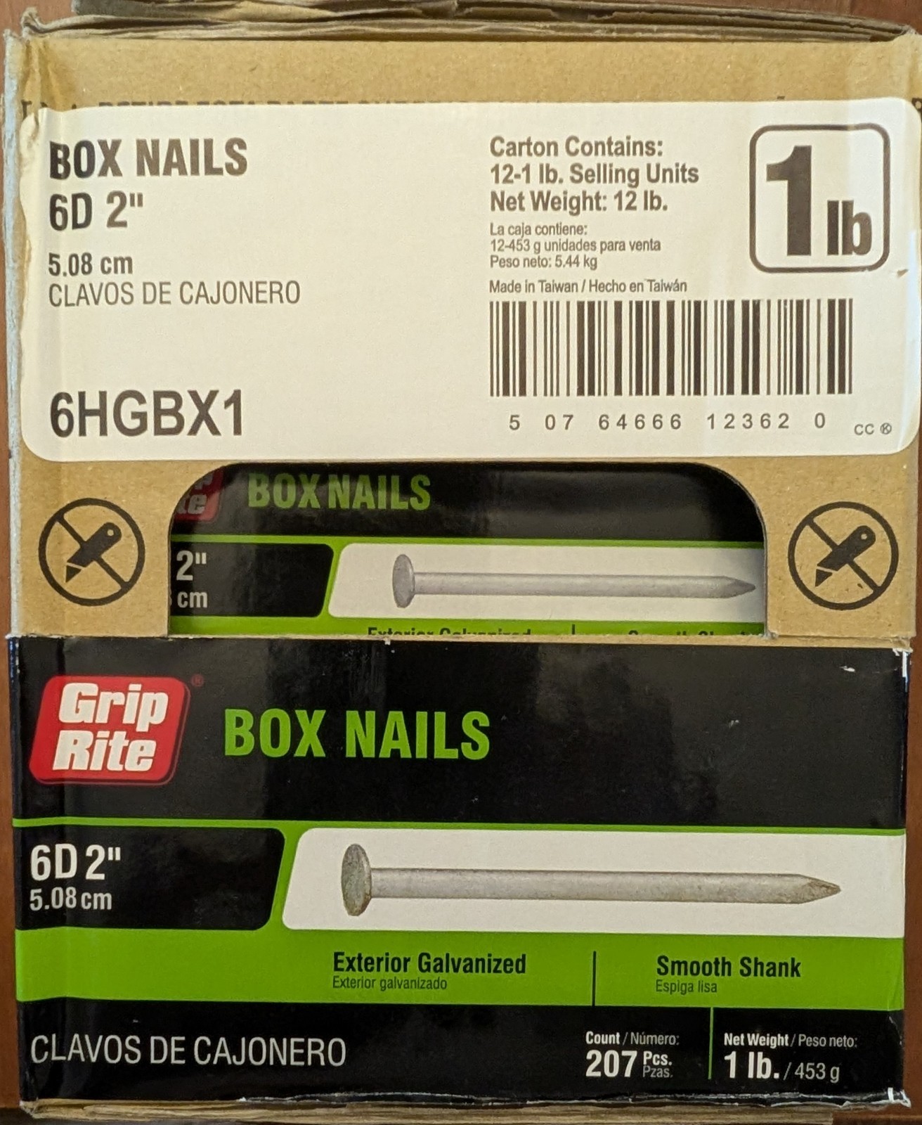 Grip-Rite Nails 12 lbs 6D 2" Exterior Galvanized Smooth Shank (12 - 1 lb boxes) gallery