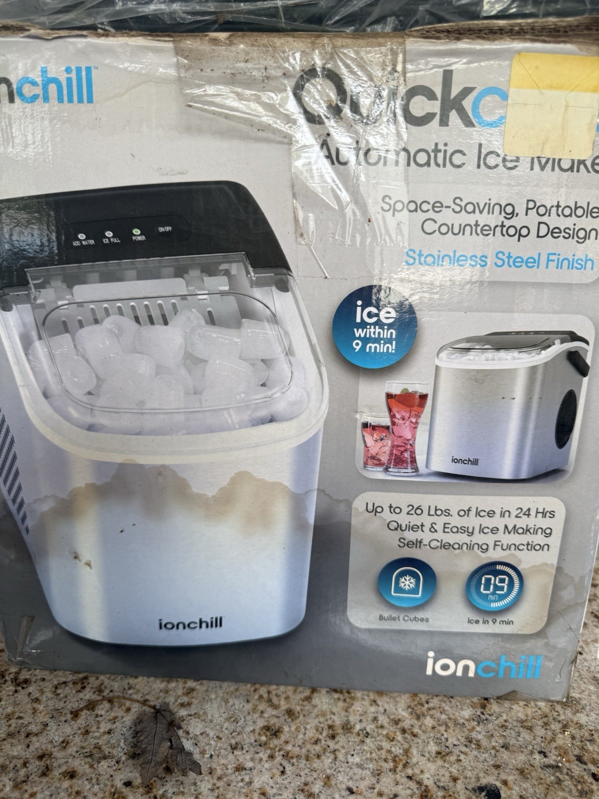 ionchill Quickchill Countertop Ice Maker 26 lb/24hr Stainless Self-Clean 6-10m gallery
