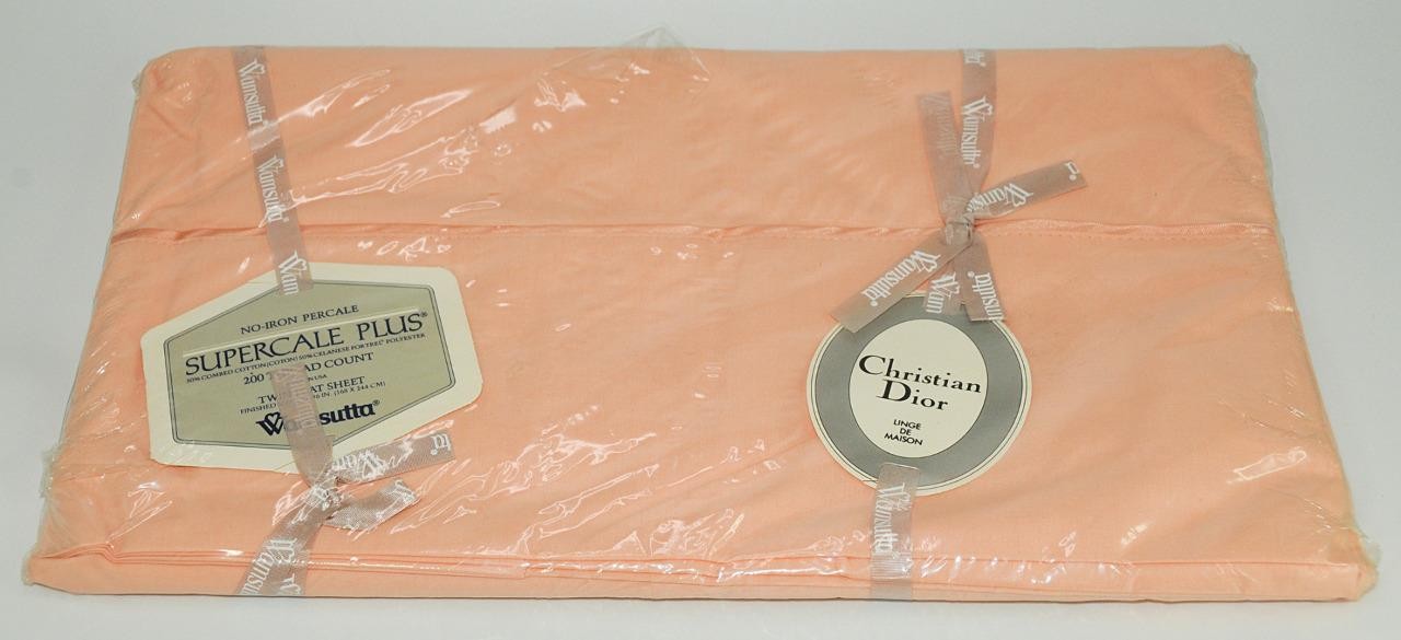 Christian Dior ~ Wamsutta Supercale Plus Twin Flat Sheet 200TC Coral Peach *NEW! gallery