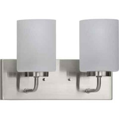 Progress Lighting Merry 2-Light Brushed Nickel Etched Glass Wall Light