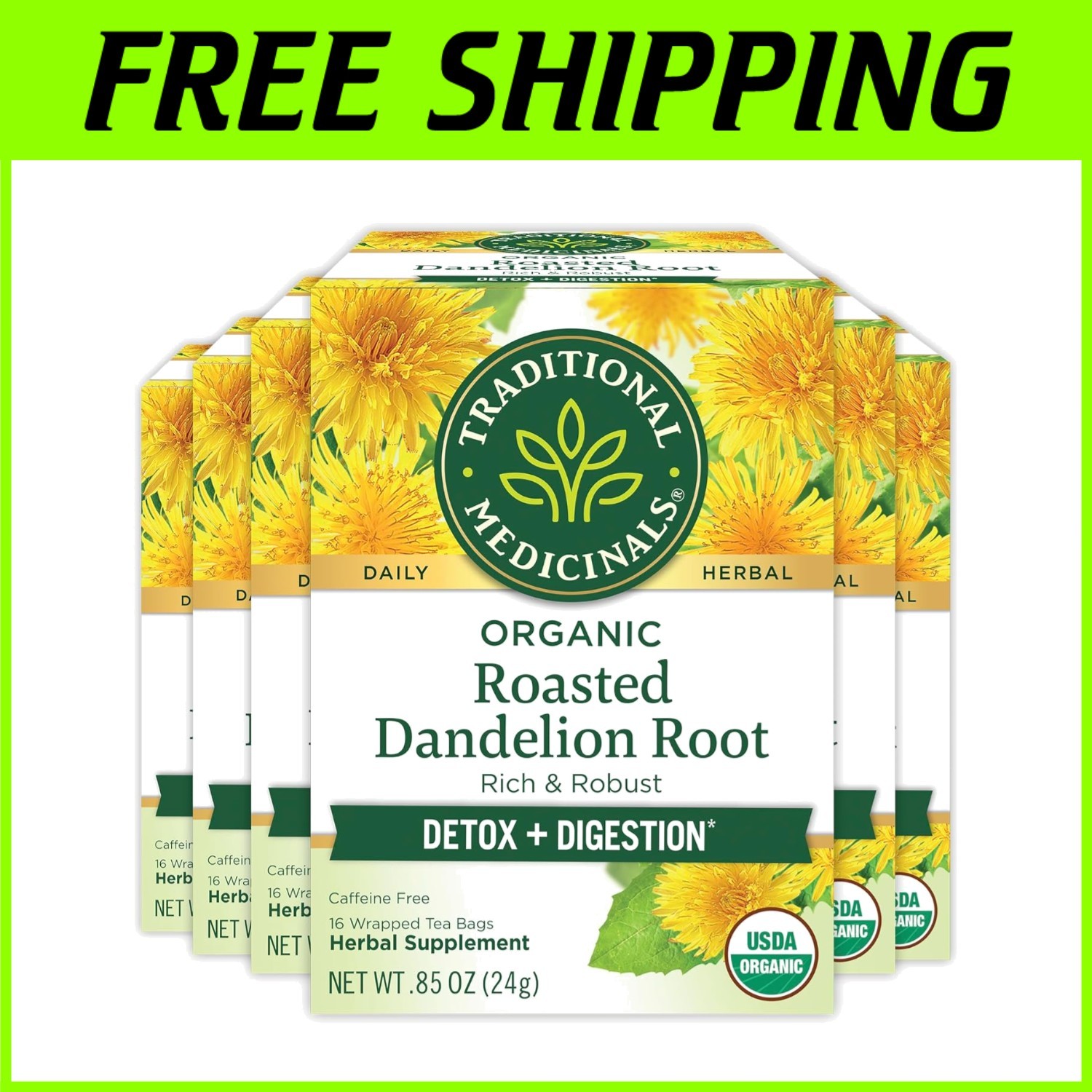 Organic Roasted Dandelion Root Tea Bags - 96 Count gallery