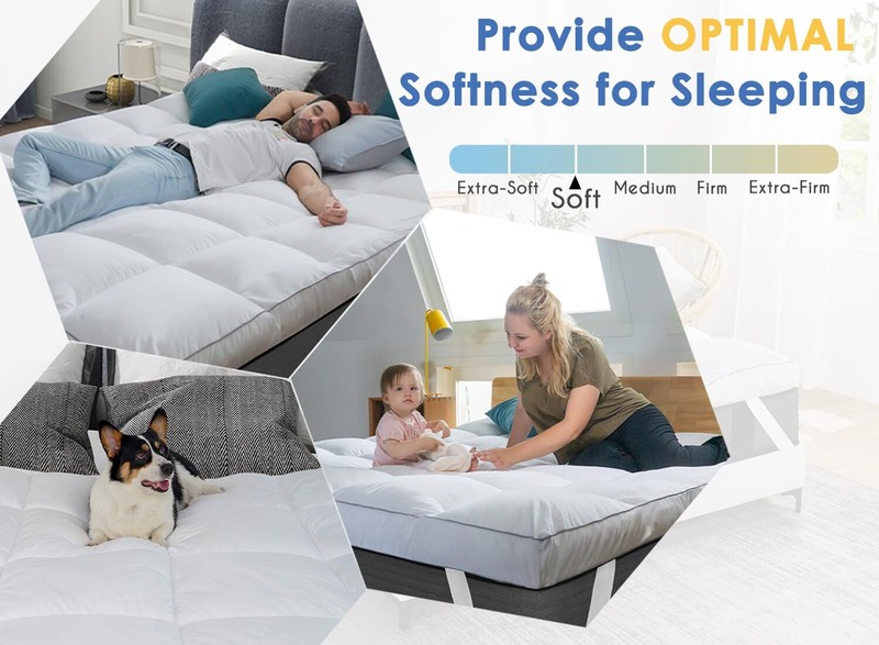 Mattress Topper King Size Cooling Plush Pillow Top Mattress Pad Feather Bed gallery