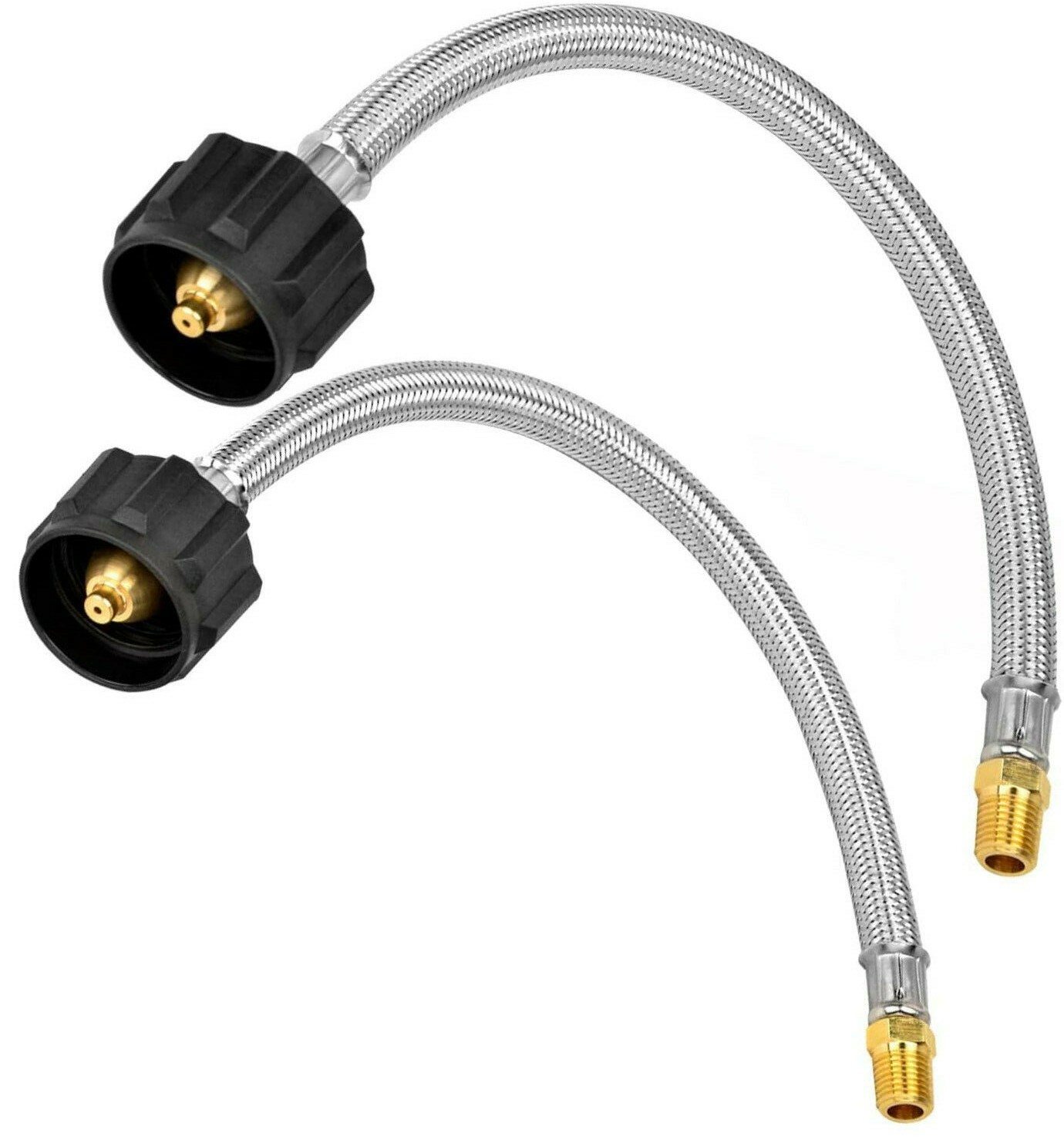 2-Pack RV 15“ ”Steel Braided Pigtail Propane Gas Hose Tank Connector Trailer gallery