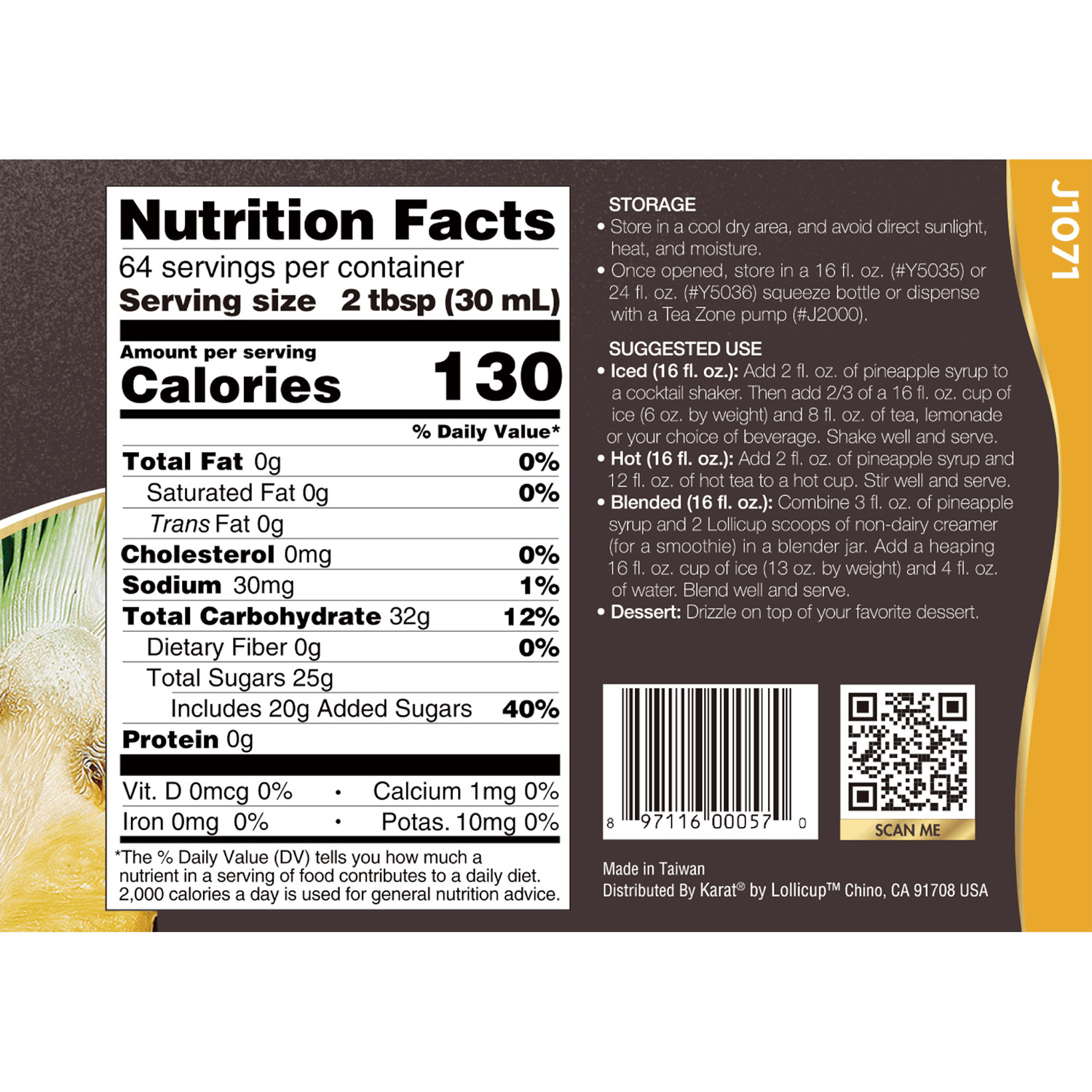Tea Zone Pineapple Syrup (64oz), J1071 gallery