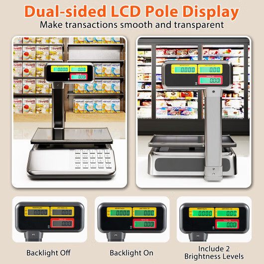 88lb Price Computing Scale with Pole Dual LCD Display Digital Commercial Food Sc gallery