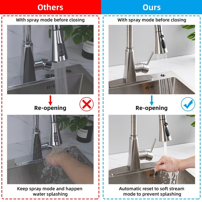 Kitchen Faucet Spray Head 3-Mode Pull Down Out Nozzle Sprayer Replacement Parts gallery