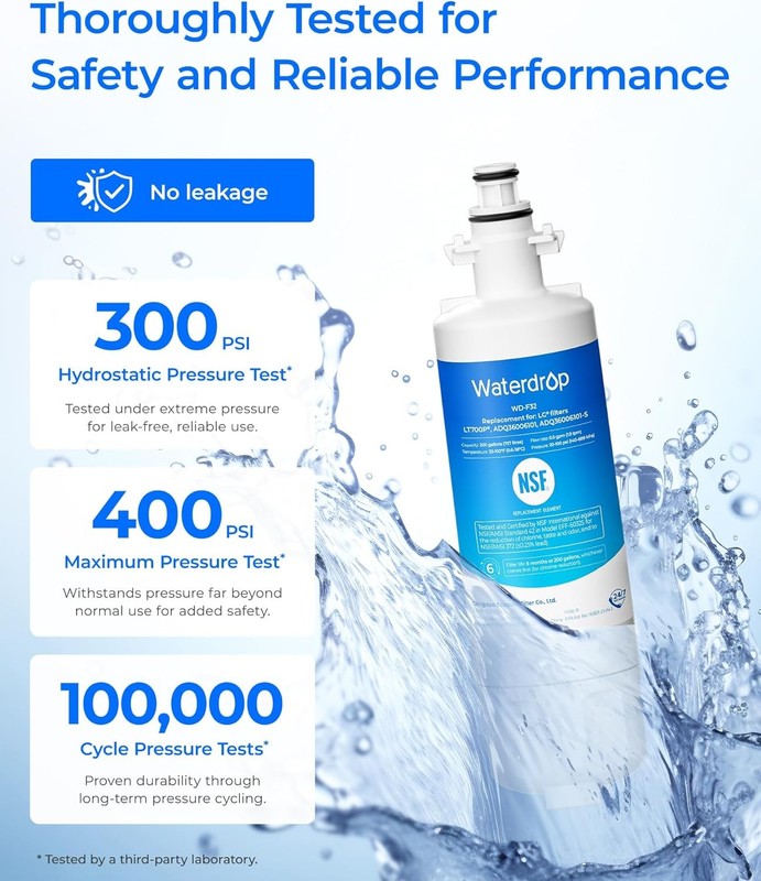 Waterdrop Refrigerator Water Filter, Replacement for LG® LT700P®, Pack of 4 gallery