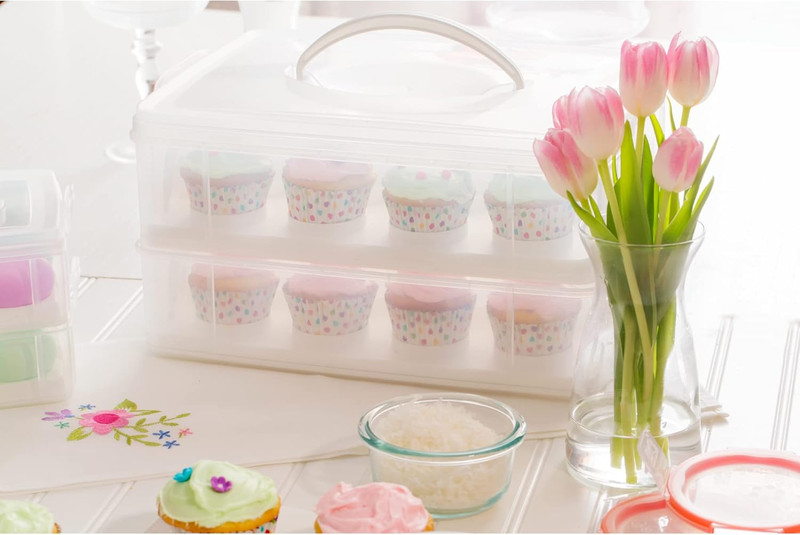 Plastic Snap 'N Stack 2-Layer Cookie, Cake, Cupcake and Brownie Storage Carri... gallery