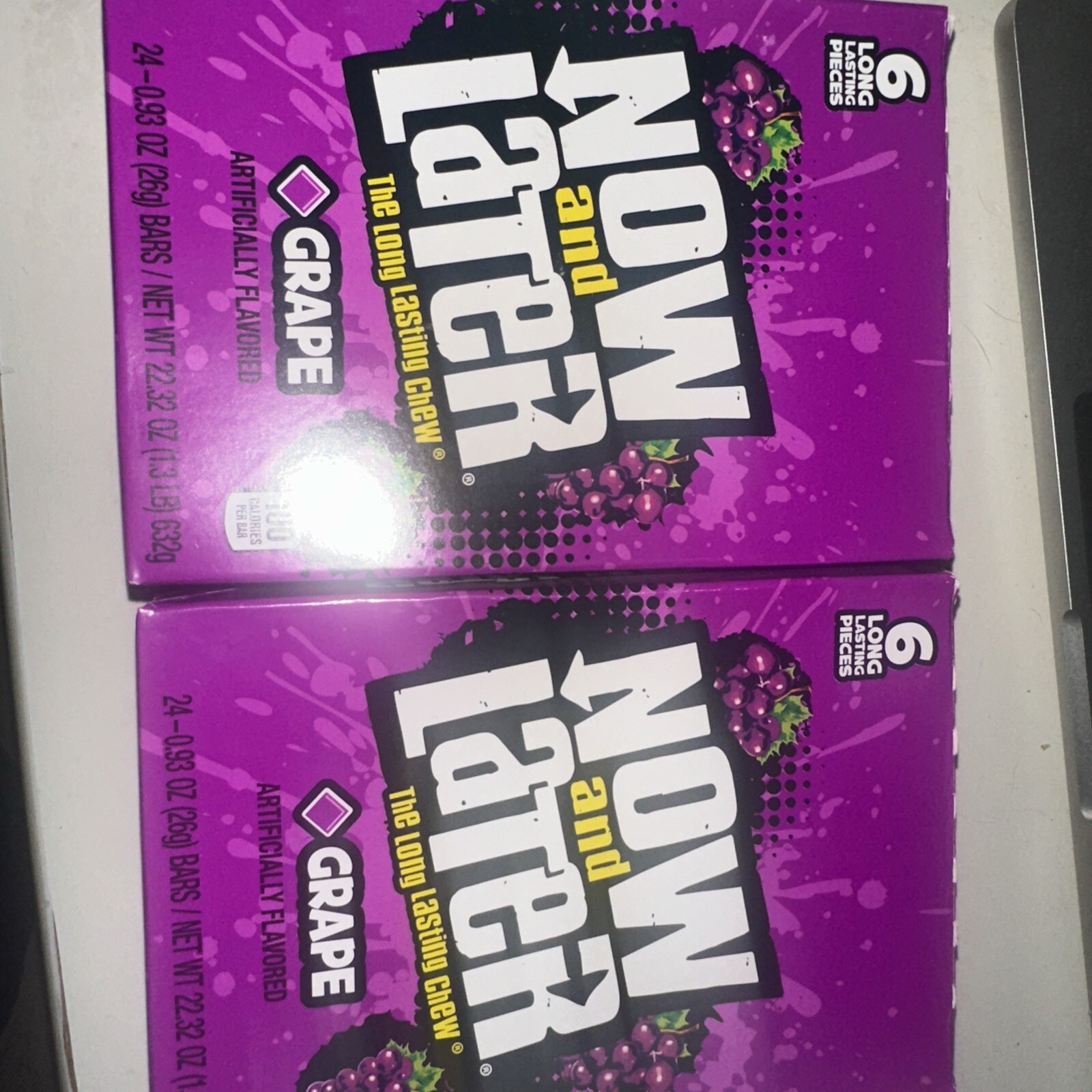 2 Boxes Now & Later Grape Long Lasting Chews 0.93oz /26g each (24 Count) Boxes gallery