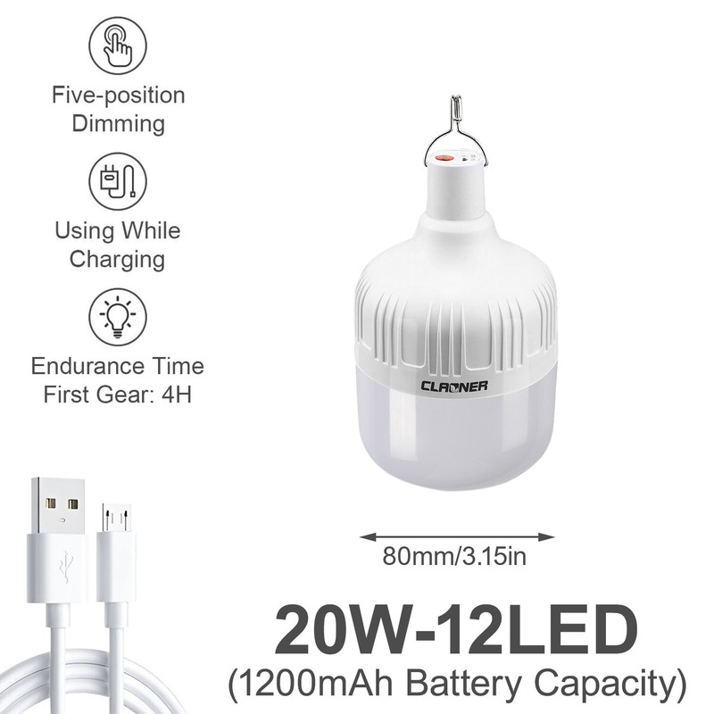2Pack Emergency Lights USB Rechargeable Bulbs Equivalent 2200mAh Battery Backup gallery