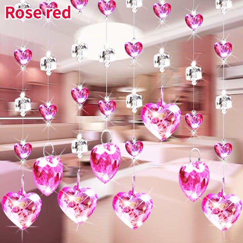Shiny Crystal Door Curtain Heart Shaped Beading Self Adhesive Hanging Partition gallery